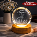 Personalized Birth Flower Crystal Ball Night Light, Custom Name Engraved LED Lamp, Graduation Gift Class of 2026, Unique Gift for Her