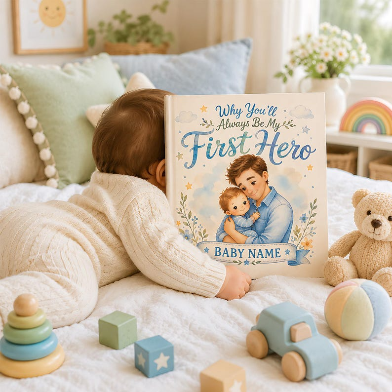 Personalized Daddy and Me Book, Custom First Hero Story Book for Kids, Father's Day Gift for Dad from Baby, Dad Keepsake for Boy and Girl