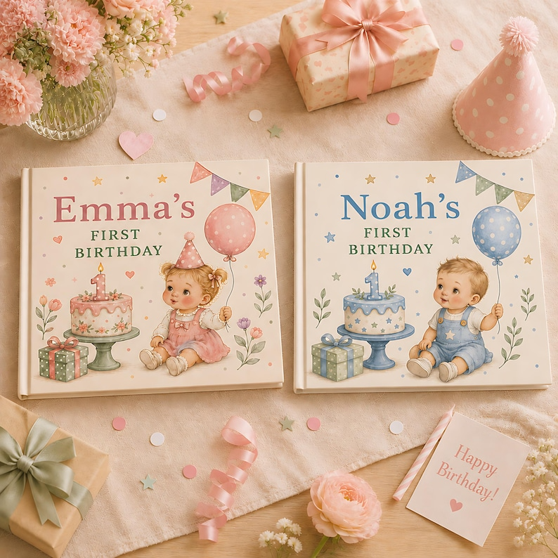 Personalized First Birthday Story Book, Custom Baby Name Girl Birthday Hardcover, 1st Birthday Keepsake Gift for Baby Girl and Toddler Books