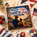 Personalized 4th of July Adventure, Custom Father and Son Story, Gift for Dad from Kids, Independence Day Keepsake for Baby Family Gift