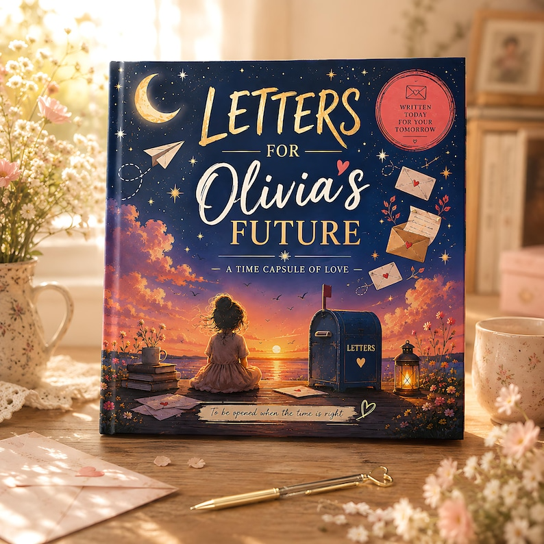 Personalized Letters to Future Book, Custom Child Name Time Capsule Keepsake, Gift for Daughter Baby Girl Birthday Graduation Memory Gift