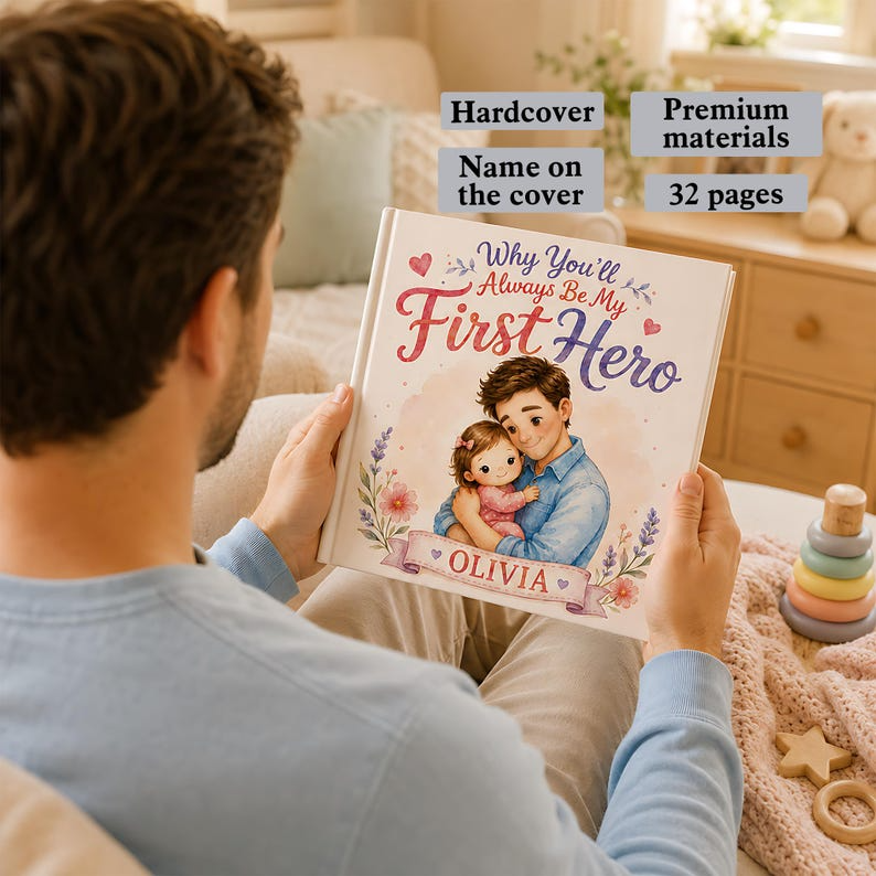 Personalized Daddy and Me Book, Custom First Hero Story Book for Kids, Father's Day Gift for Dad from Baby, Dad Keepsake for Boy and Girl