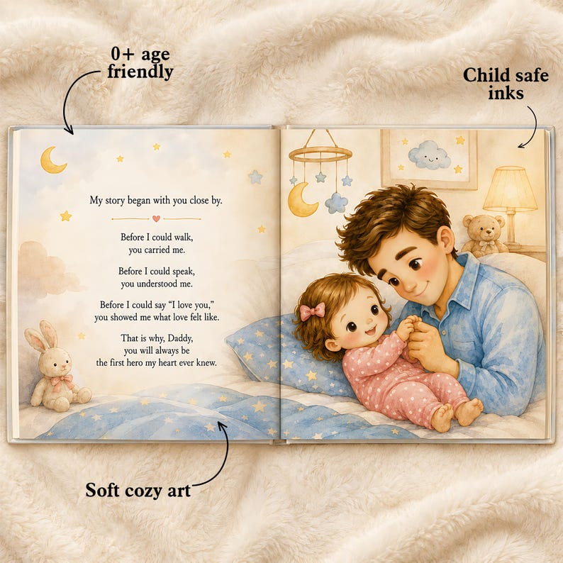Personalized Daddy and Me Book, Custom First Hero Story Book for Kids, Father's Day Gift for Dad from Baby, Dad Keepsake for Boy and Girl