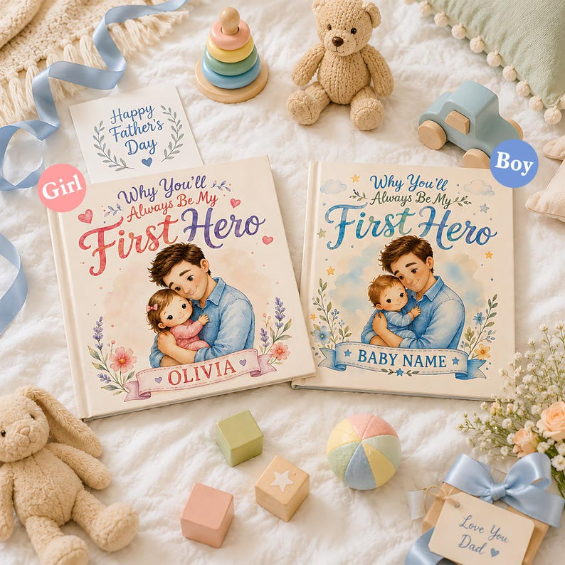 Personalized Daddy and Me Book, Custom First Hero Story Book for Kids, Father's Day Gift for Dad from Baby, Dad Keepsake for Boy and Girl