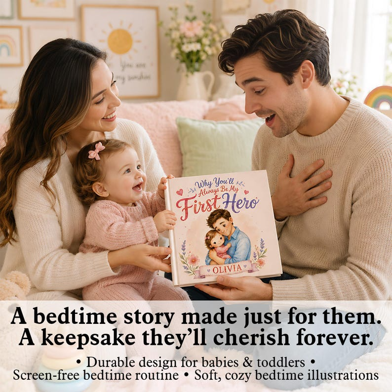 Personalized Daddy and Me Book, Custom First Hero Story Book for Kids, Father's Day Gift for Dad from Baby, Dad Keepsake for Boy and Girl