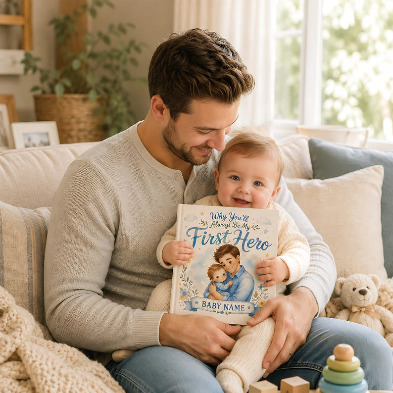 Personalized Daddy and Me Book, Custom First Hero Story Book for Kids, Father's Day Gift for Dad from Baby, Dad Keepsake for Boy and Girl