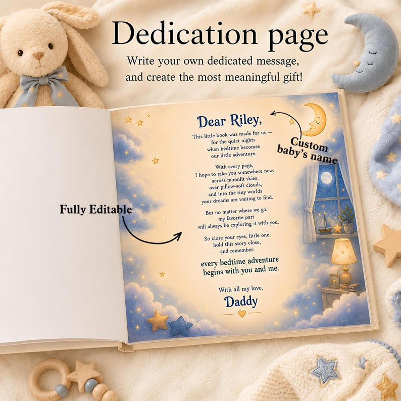 Personalized Daddy and Me Bedtime Adventure Story Book, Custom Face Photo Baby Name Hardcover, Night Keepsake Gift for Dad and Baby Boy Gift