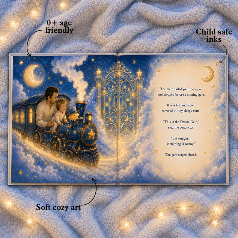 Personalized Daddy and Me Bedtime Adventure Story Book, Custom Face Photo Baby Name Hardcover, Night Keepsake Gift for Dad and Baby Boy Gift