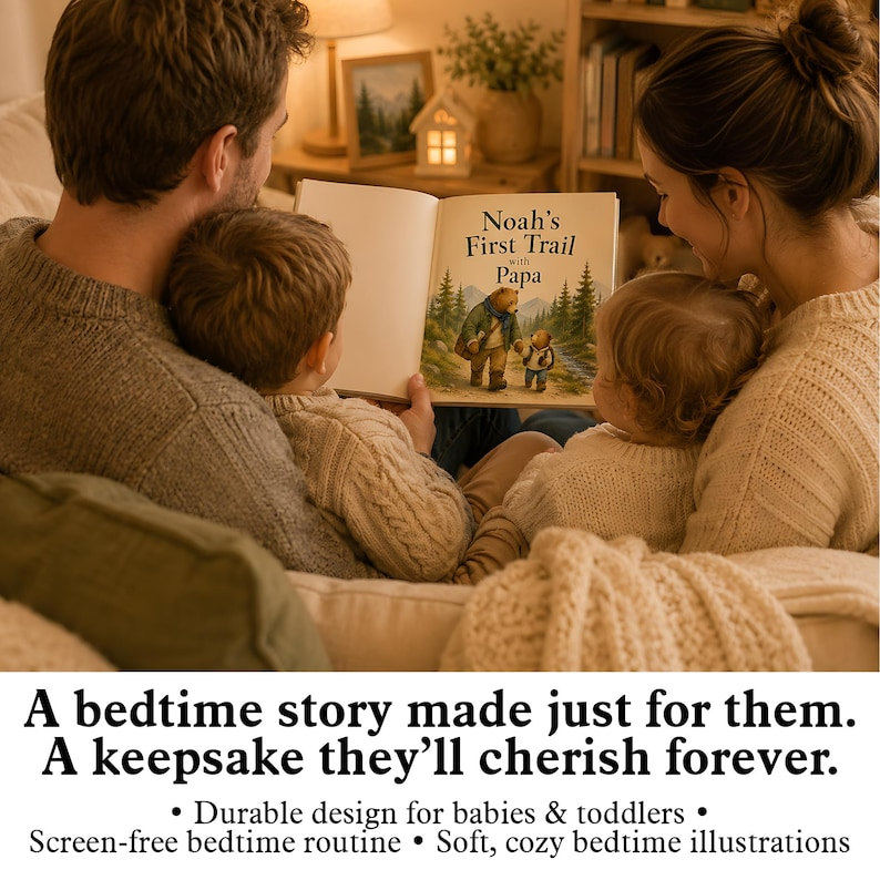 Personalized Papa Story Book, Custom Baby Name Book, First Trail with Papa, Father's Day Gift for Papa, Woodland Adventure Keepsake for Kids