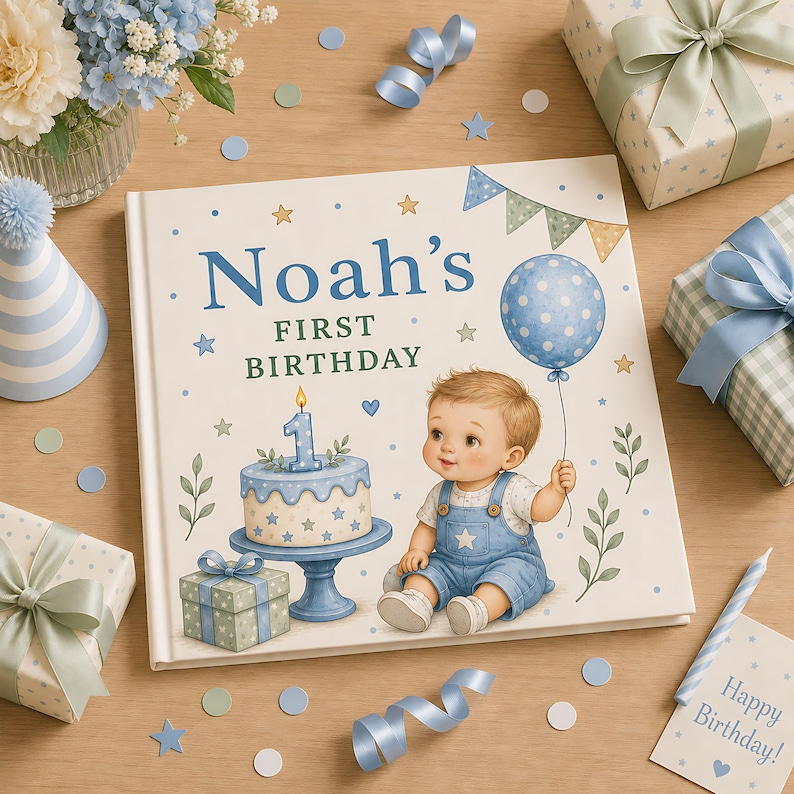 Personalized First Birthday Story Book, Custom Baby Name Girl Birthday Hardcover, 1st Birthday Keepsake Gift for Baby Girl and Toddler Books