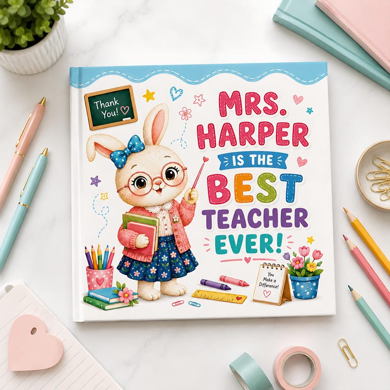 Personalized Best Teacher Ever Book, Custom Teacher Name Gift from Student, Teacher Appreciation Week, End of Year Keepsake Story Gift 2026