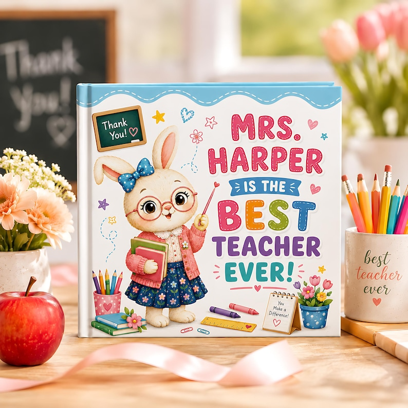 Personalized Best Teacher Ever Book, Custom Teacher Name Gift from Student, Teacher Appreciation Week, End of Year Keepsake Story Gift 2026