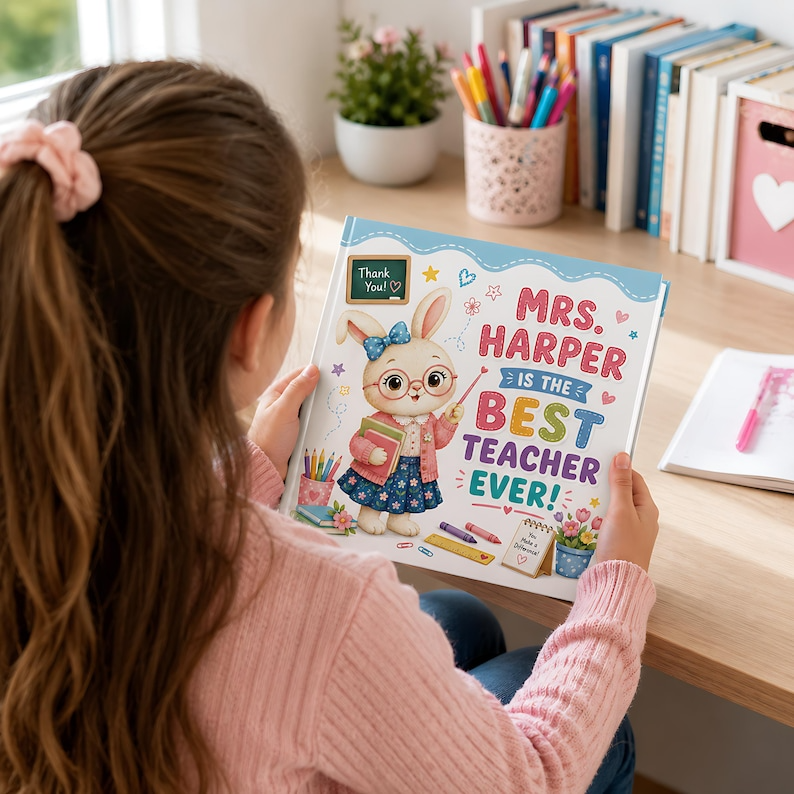 Personalized Best Teacher Ever Book, Custom Teacher Name Gift from Student, Teacher Appreciation Week, End of Year Keepsake Story Gift 2026