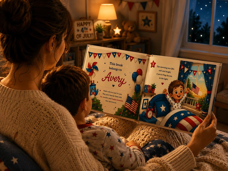 Personalized 4th of July Baby Book, Custom Child Name First Independence Day Story, Patriotic Keepsake Gift for Baby Boy or Girl 2026 Stars