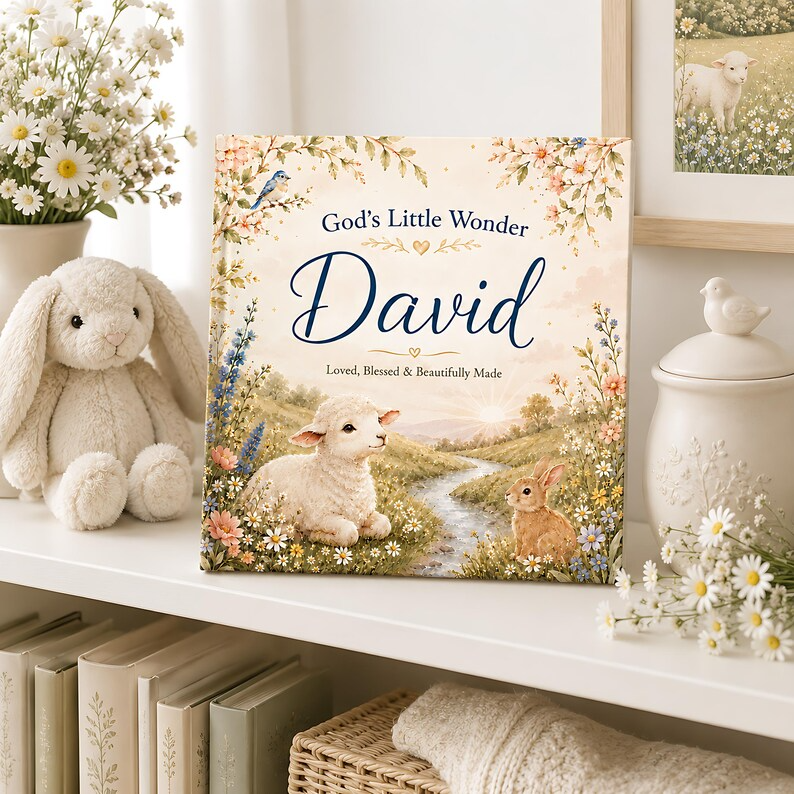 Personalized Christian Baby Book, Custom Baby Name Story, God’s Little Wonder, Baptism Christening Gift, Baby Dedication Keepsake Book Gifts