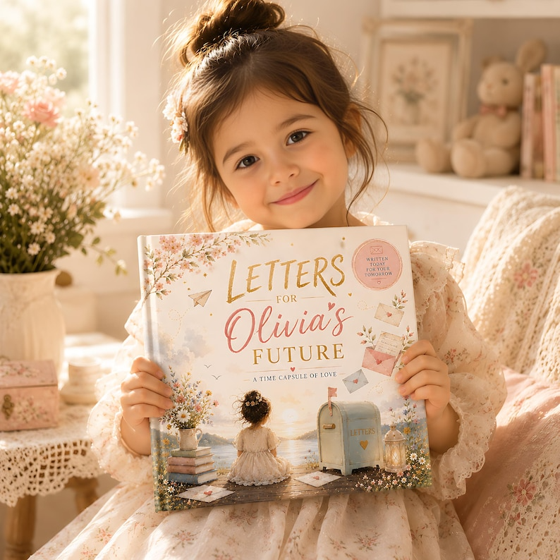 Personalized Letters to Future Book, Custom Child Name Time Capsule Keepsake, Gift for Daughter Baby Girl Birthday Graduation Memory Gift