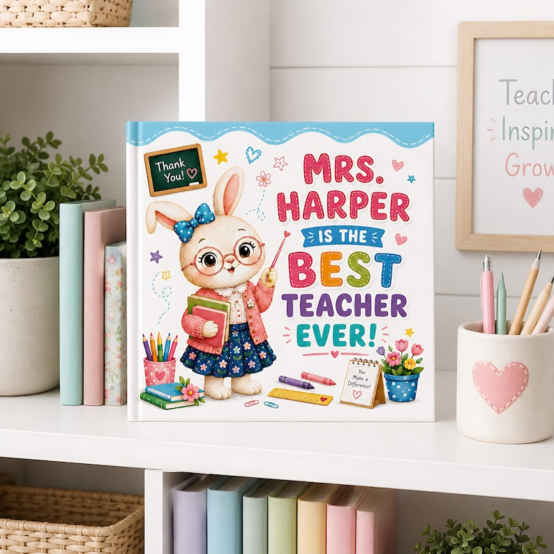 Personalized Best Teacher Ever Book, Custom Teacher Name Gift from Student, Teacher Appreciation Week, End of Year Keepsake Story Gift 2026