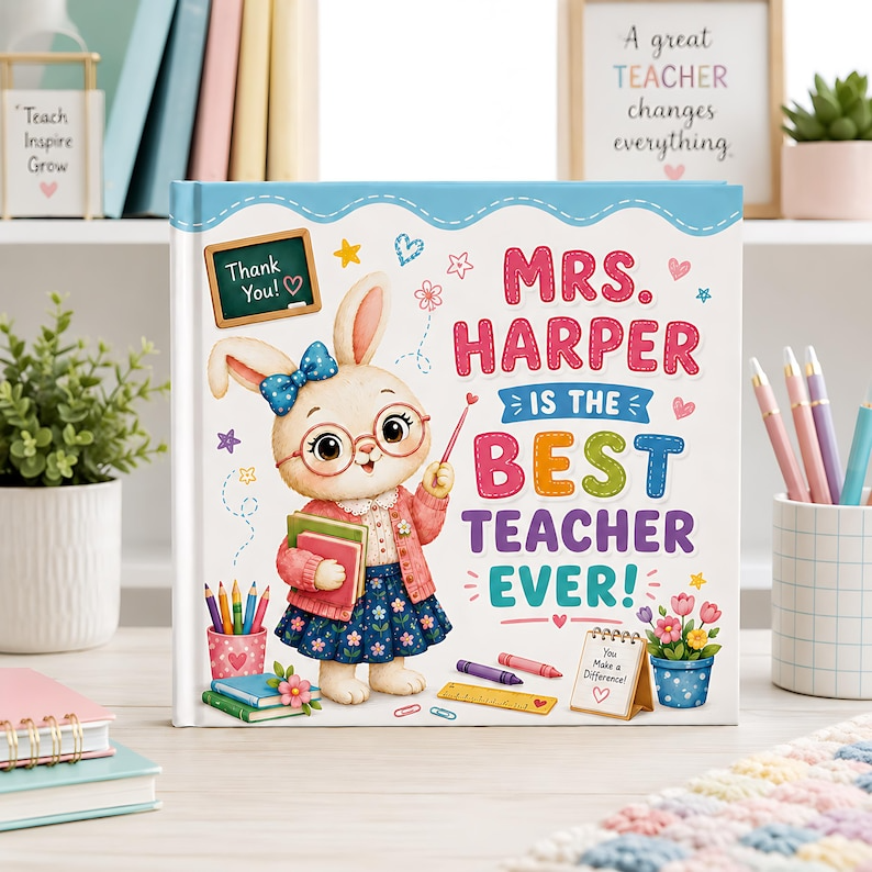 Personalized Best Teacher Ever Book, Custom Teacher Name Gift from Student, Teacher Appreciation Week, End of Year Keepsake Story Gift 2026