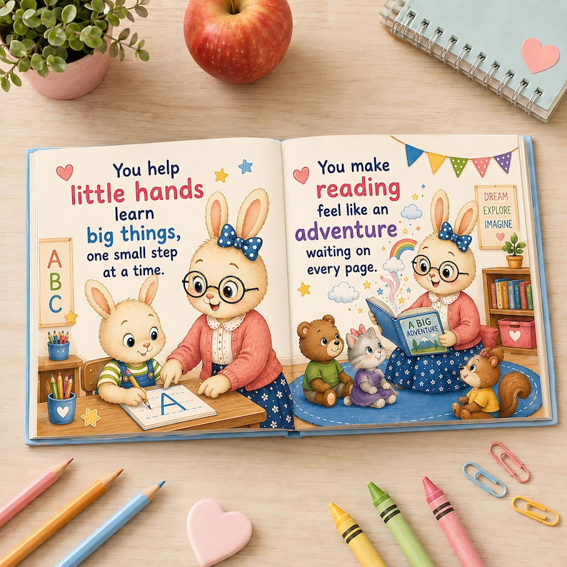 Personalized Best Teacher Ever Book, Custom Teacher Name Gift from Student, Teacher Appreciation Week, End of Year Keepsake Story Gift 2026