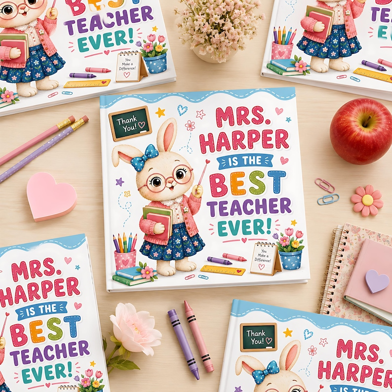 Personalized Best Teacher Ever Book, Custom Teacher Name Gift from Student, Teacher Appreciation Week, End of Year Keepsake Story Gift 2026