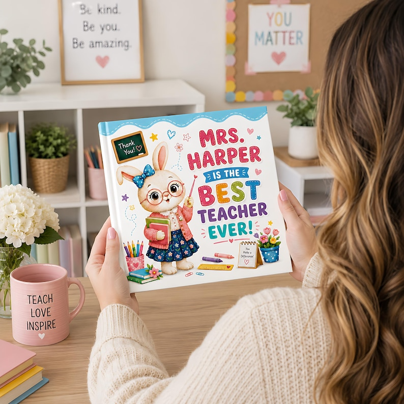 Personalized Best Teacher Ever Book, Custom Teacher Name Gift from Student, Teacher Appreciation Week, End of Year Keepsake Story Gift 2026