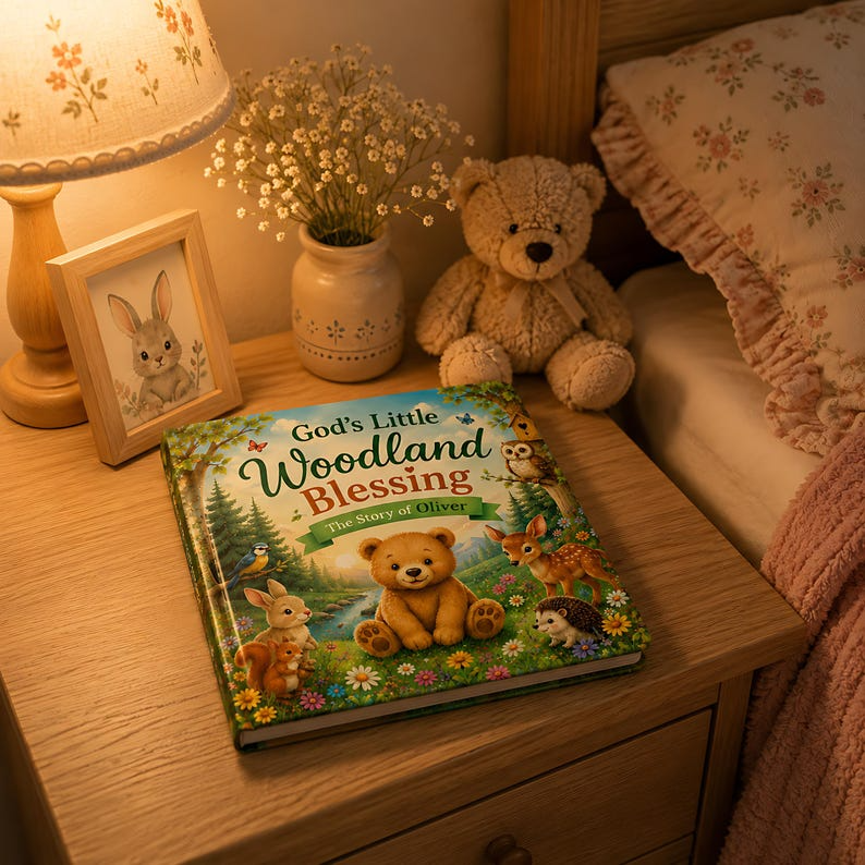 Personalized Christian Woodland Story Book for Kids, Custom Name Faith Book, Woodland Animals Blessing Gift for Boys and Girls