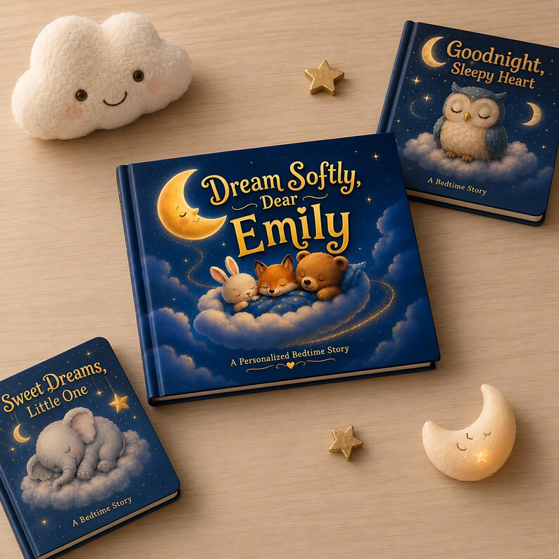 Personalized Bedtime Story Book, Custom Baby Name Book, Baby Shower Gift for Boy or Girl, First Birthday Nursery Keepsake Hardcover Book