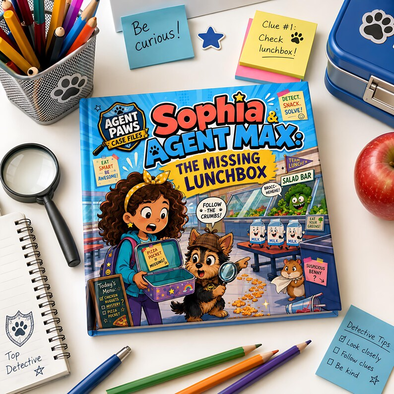 Personalized Detective Book for Kids, Custom Name Mystery Storybook, Detective Dog Adventure Gift, Kids Mystery Keepsake Book for Boys Girls