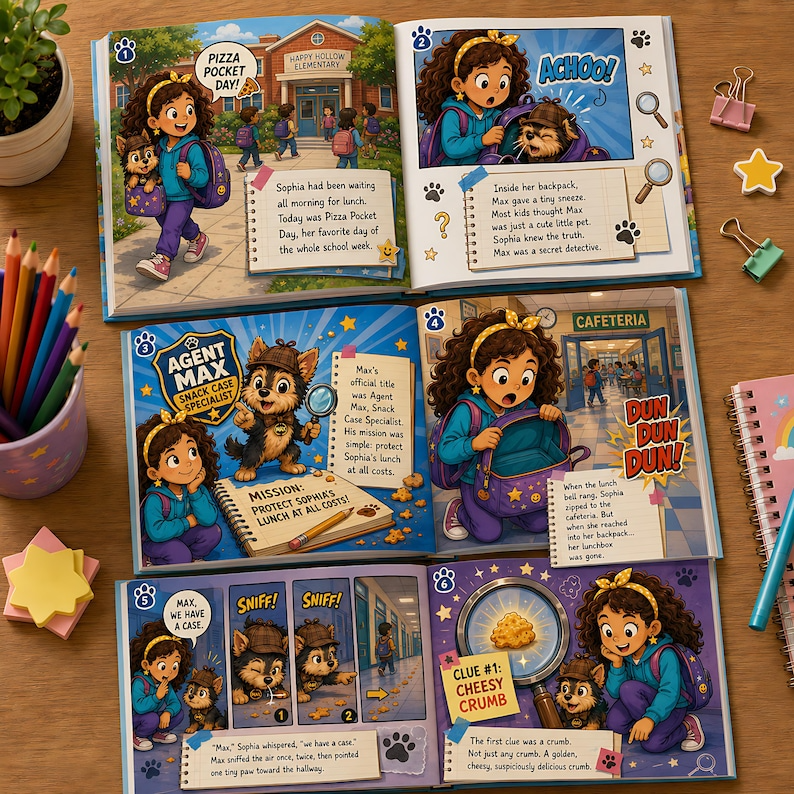 Personalized Detective Book for Kids, Custom Name Mystery Storybook, Detective Dog Adventure Gift, Kids Mystery Keepsake Book for Boys Girls