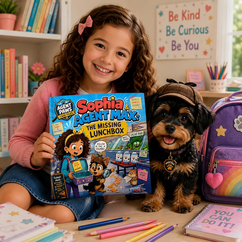Personalized Detective Book for Kids, Custom Name Mystery Storybook, Detective Dog Adventure Gift, Kids Mystery Keepsake Book for Boys Girls