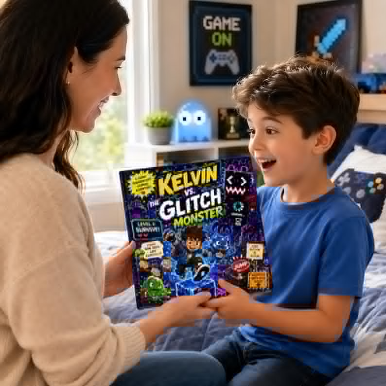Personalized Glitch Monster Video Game Book, Custom Name Gamer Adventure Storybook, Funny Pixel Quest Gift for Kids Boys Girls Gaming Gifts