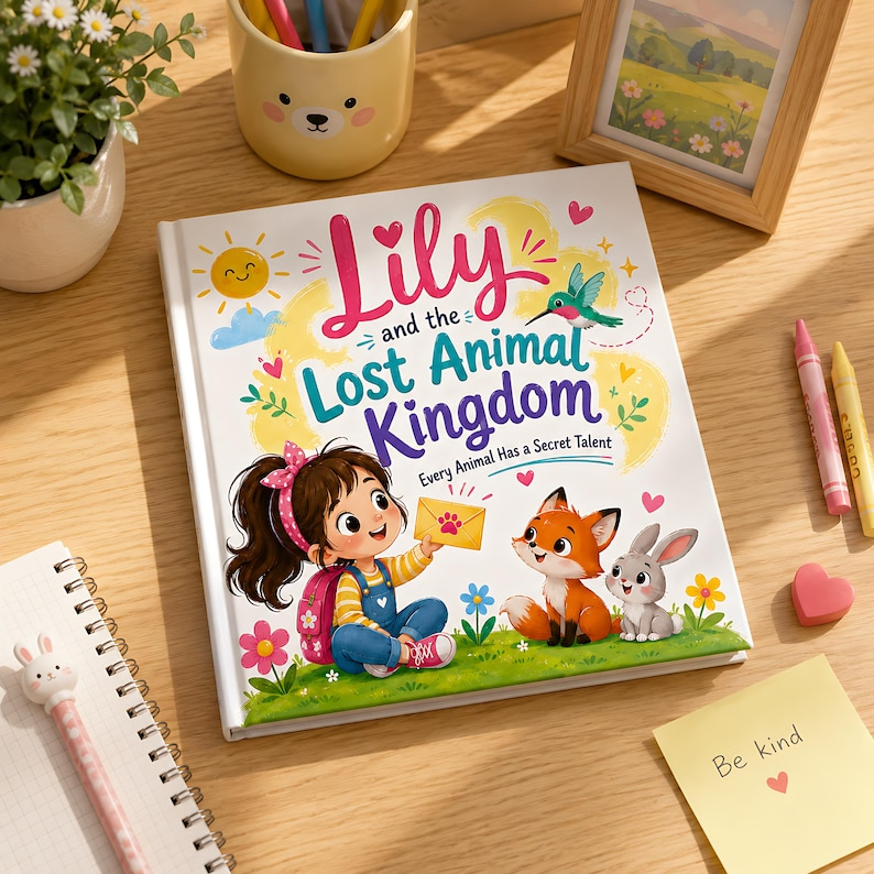 Personalized Lost Animal Kingdom Book, Custom Name Secret Talent Adventure Storybook, Secret Talent Quest Gift for Curious Kids