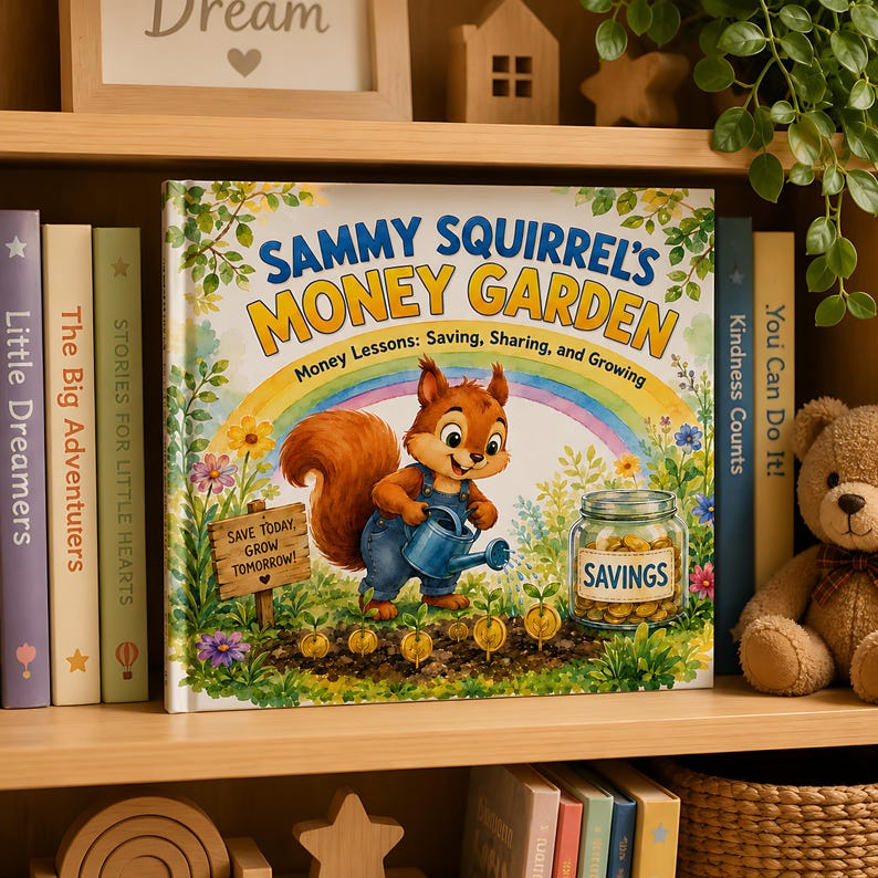 Personalized Money Lessons Book for Kids, Custom Name Saving Storybook, Financial Literacy Adventure Gift, Money Garden Story Book