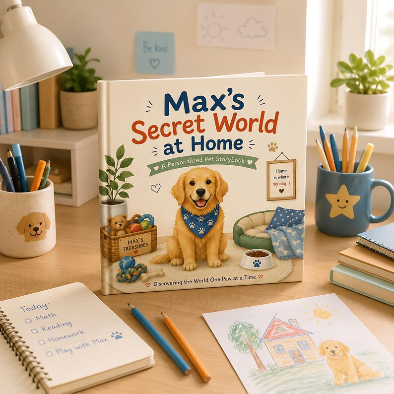 Personalized Dog Secret World at Home Book, Custom Dog Name & Breed Storybook, Cozy Pet Adventure Gift for Dog Lovers