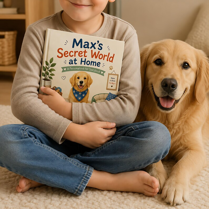 Personalized Dog Secret World at Home Book, Custom Dog Name & Breed Storybook, Cozy Pet Adventure Gift for Dog Lovers