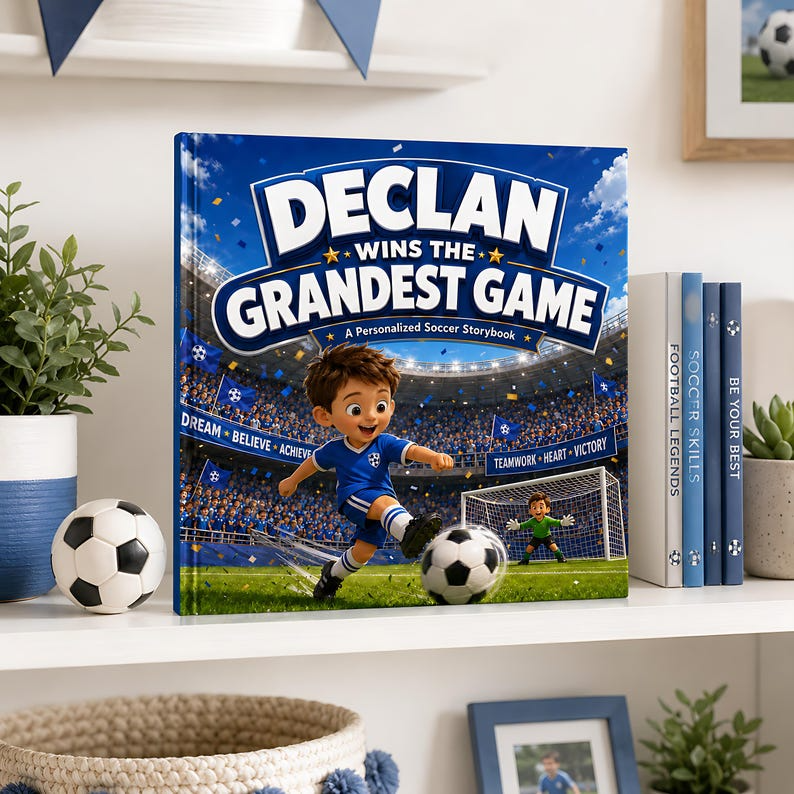 Personalized Soccer Story Book for Kids, Custom Name & Photo Football Adventure Book, Choose Team Jersey Color, Soccer Player Gift