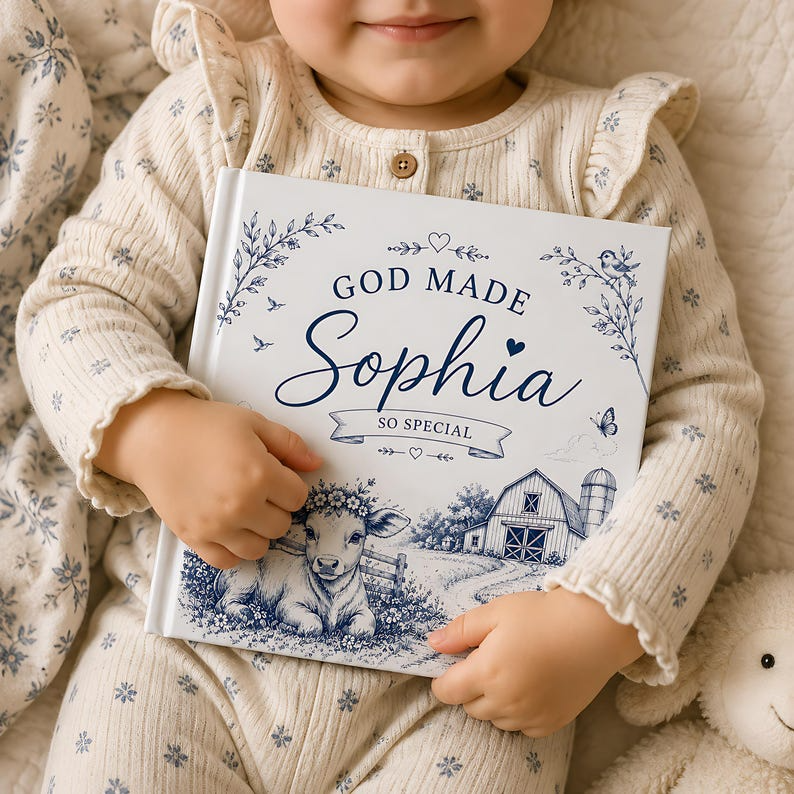 Personalized Christian Baby Book, God Made You Special Storybook, Custom Name Faith Keepsake Gift for Baby Girl, Baptism Gift