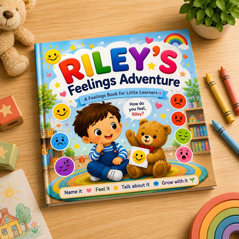 Personalized Feelings Book for Montessori Kids, Custom Emotions Storybook, Social Emotional Learning Gift, Name Photo Book for Toddlers