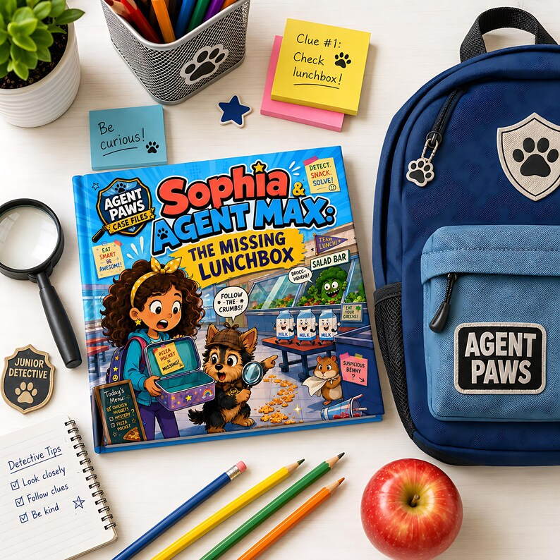 Personalized Detective Book for Kids, Custom Name Mystery Storybook, Detective Dog Adventure Gift, Kids Mystery Keepsake Book for Boys Girls
