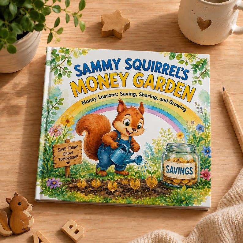 Personalized Money Lessons Book for Kids, Custom Name Saving Storybook, Financial Literacy Adventure Gift, Money Garden Story Book