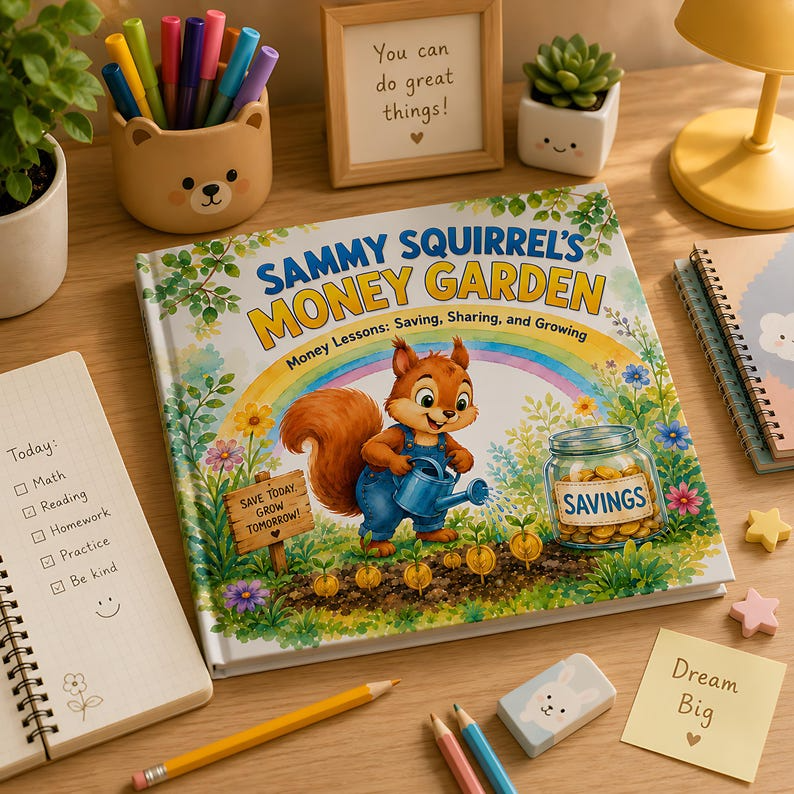 Personalized Money Lessons Book for Kids, Custom Name Saving Storybook, Financial Literacy Adventure Gift, Money Garden Story Book