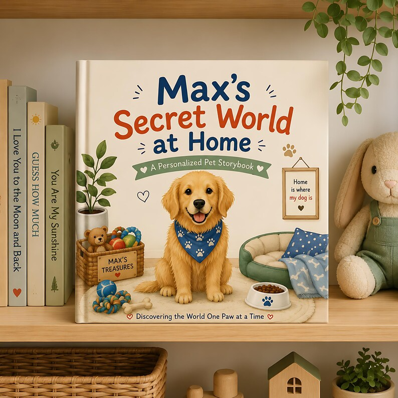 Personalized Dog Secret World at Home Book, Custom Dog Name & Breed Storybook, Cozy Pet Adventure Gift for Dog Lovers