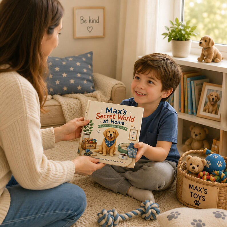 Personalized Dog Secret World at Home Book, Custom Dog Name & Breed Storybook, Cozy Pet Adventure Gift for Dog Lovers