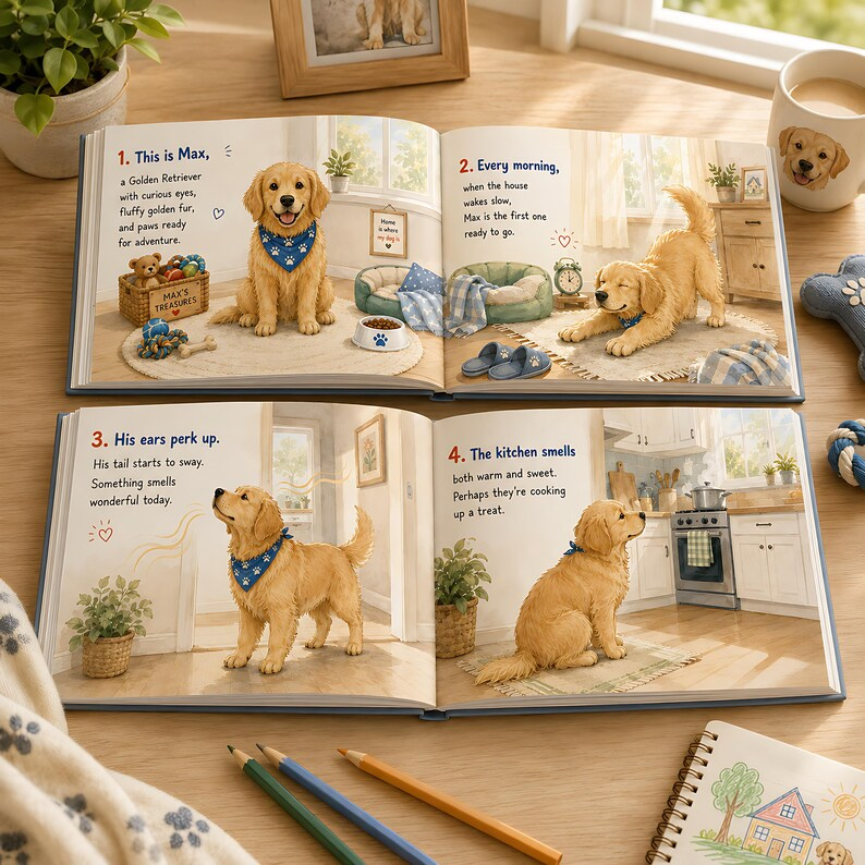 Personalized Dog Secret World at Home Book, Custom Dog Name & Breed Storybook, Cozy Pet Adventure Gift for Dog Lovers