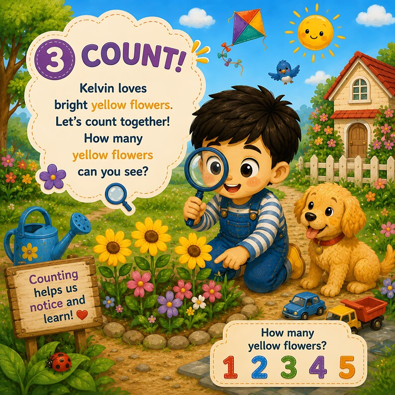 Personalized Spot & Learn Quiet Book for Kids, Custom Name Search Find Activity Storybook, Counting Colors Vocabulary Gift for Toddlers 2-6