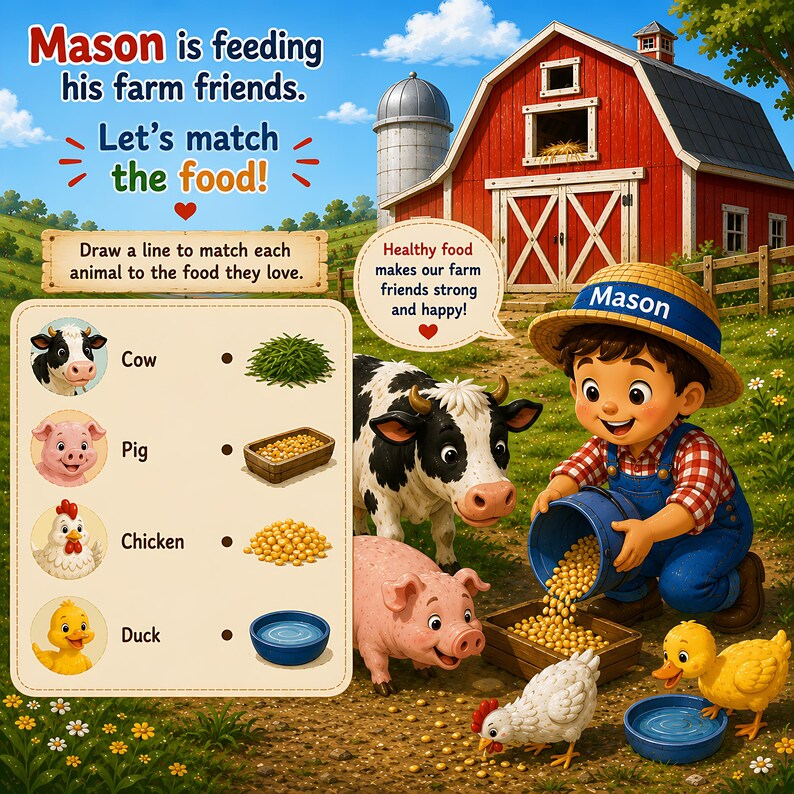Personalized Farm Animal Busy Book, Custom Search and Find Book for Kids, Farm Adventure Storybook, Toddler Learning Gift, Name Photo Book