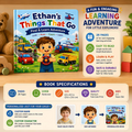 Personalized Things That Go Felt Busy Book, Custom Vehicle Storybook for Kids, Search and Find Learning Book, Name Photo Gift for Toddlers