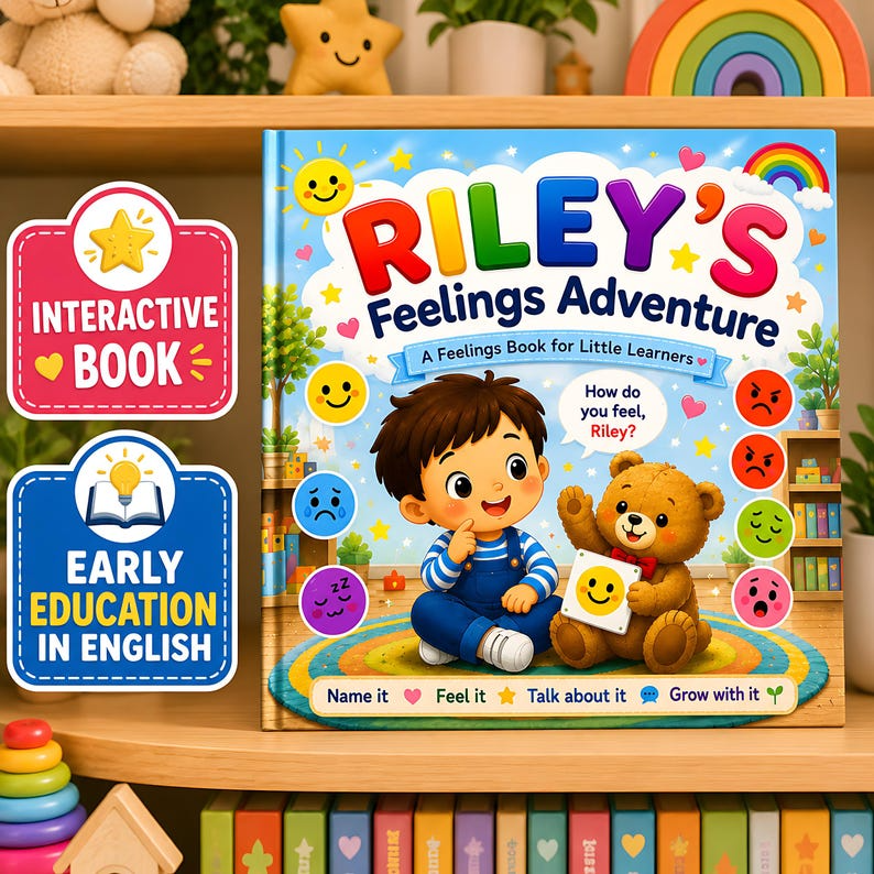 Personalized Feelings Book for Montessori Kids, Custom Emotions Storybook, Social Emotional Learning Gift, Name Photo Book for Toddlers