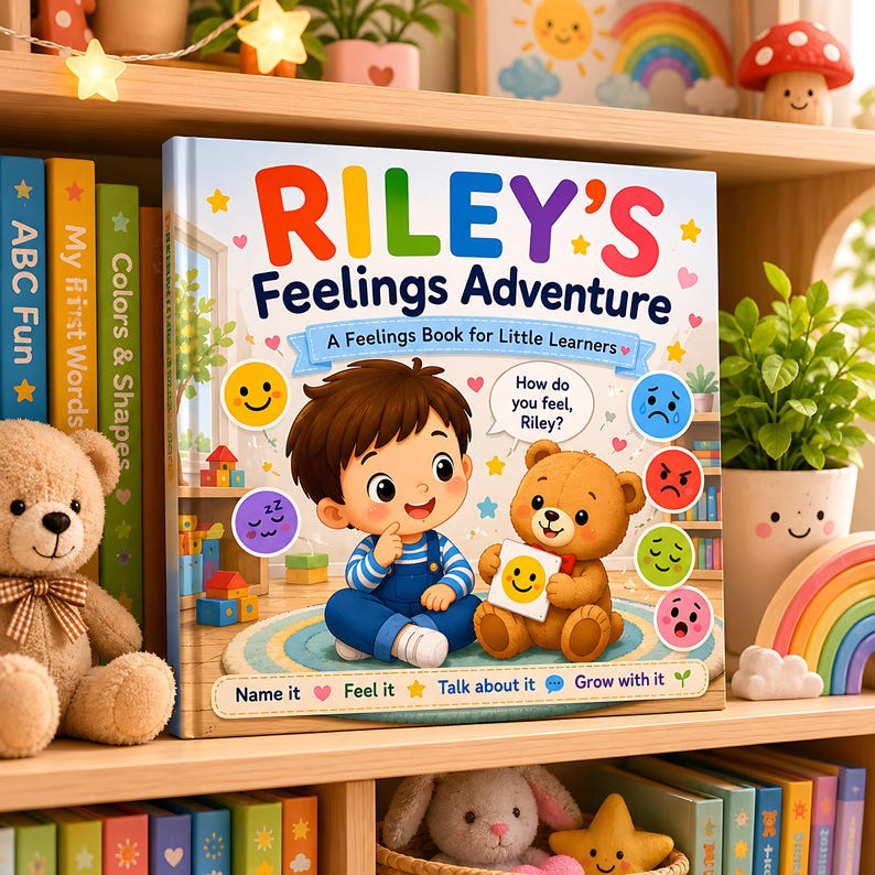 Personalized Feelings Book for Montessori Kids, Custom Emotions Storybook, Social Emotional Learning Gift, Name Photo Book for Toddlers