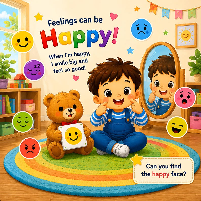 Personalized Feelings Book for Montessori Kids, Custom Emotions Storybook, Social Emotional Learning Gift, Name Photo Book for Toddlers
